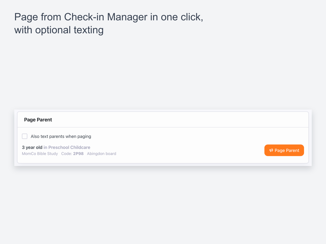 Page from Check-in Manager in one click, with optional texting